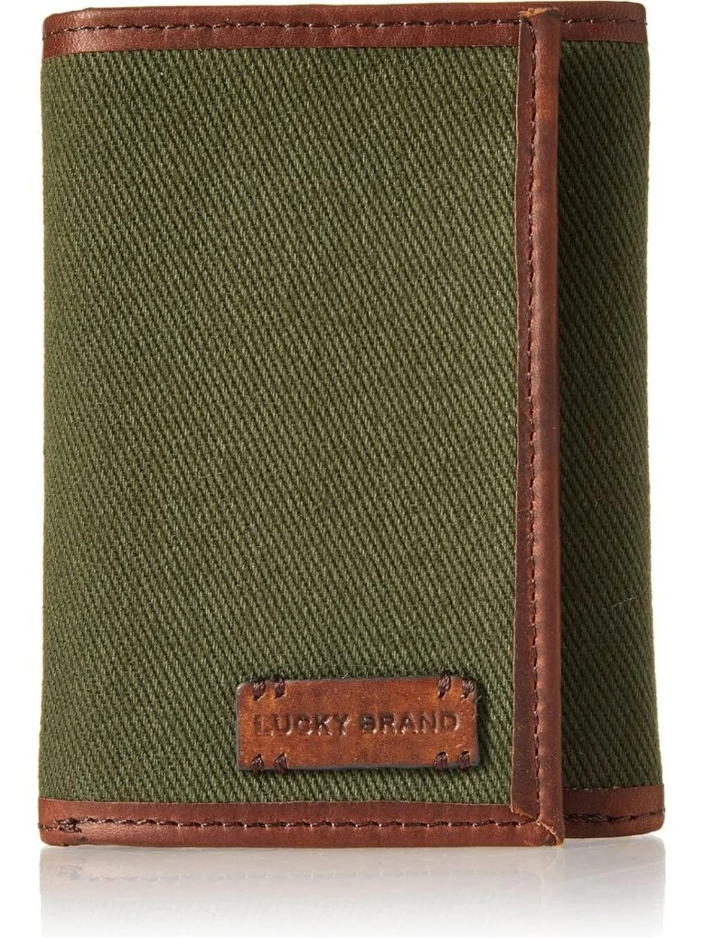 Stylish Olive Canvas & Leather Trifold Wallet - Compact, Durable, One Size